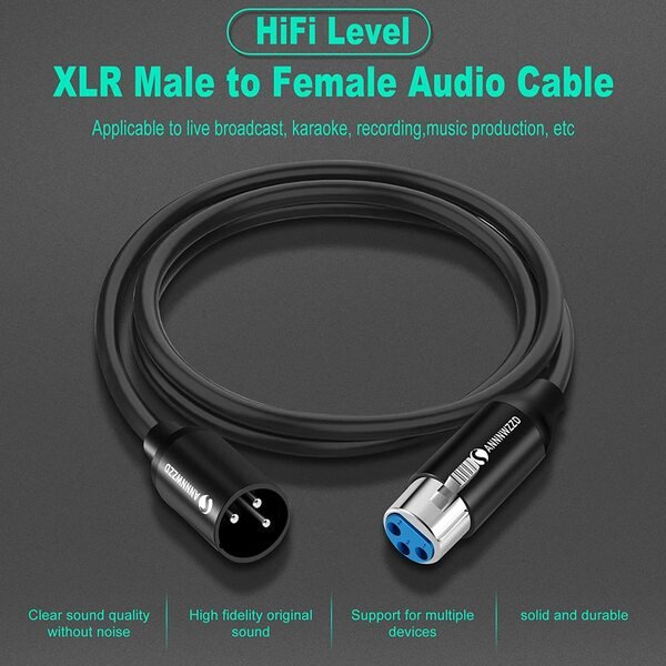 Cavo XLR bilanciato per microfono professionale, 10 metri